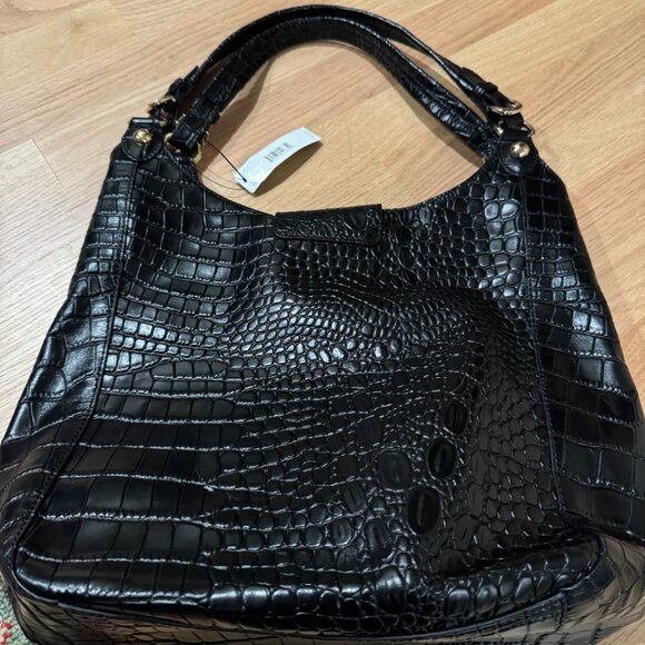 NWT DKNY Black Crocodile Embossed Leather Hobo Bag - Picture 5 of 14